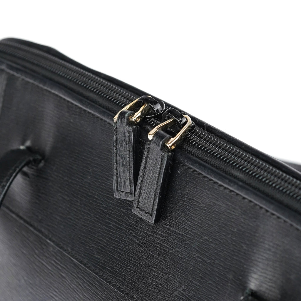 002 1122 Black Leather Tote Bag