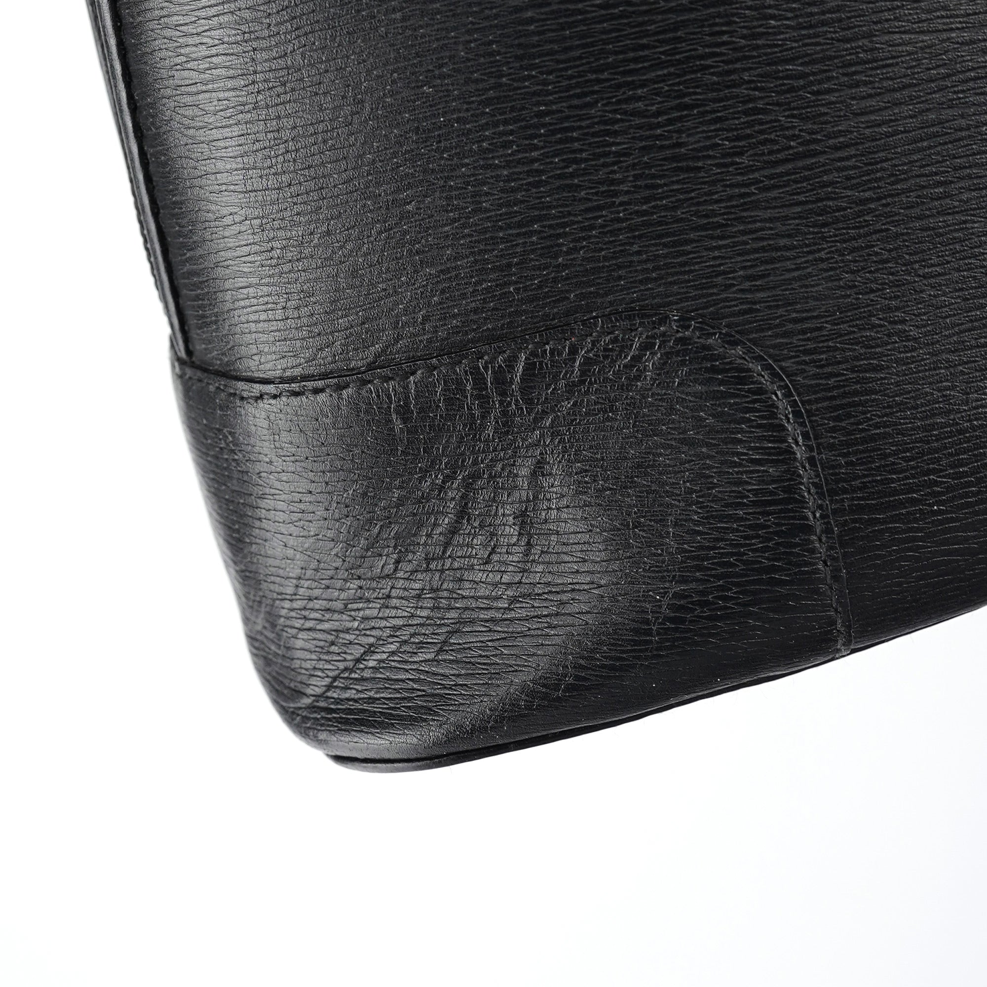 002 1122 Black Leather Tote Bag