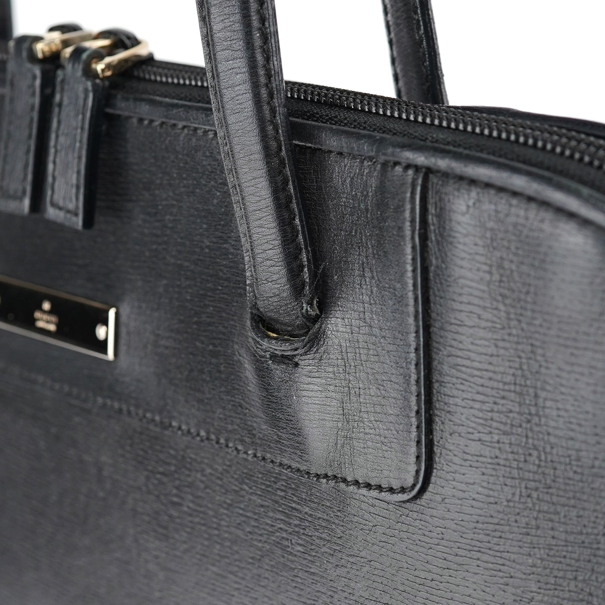 002 1122 Black Leather Tote Bag