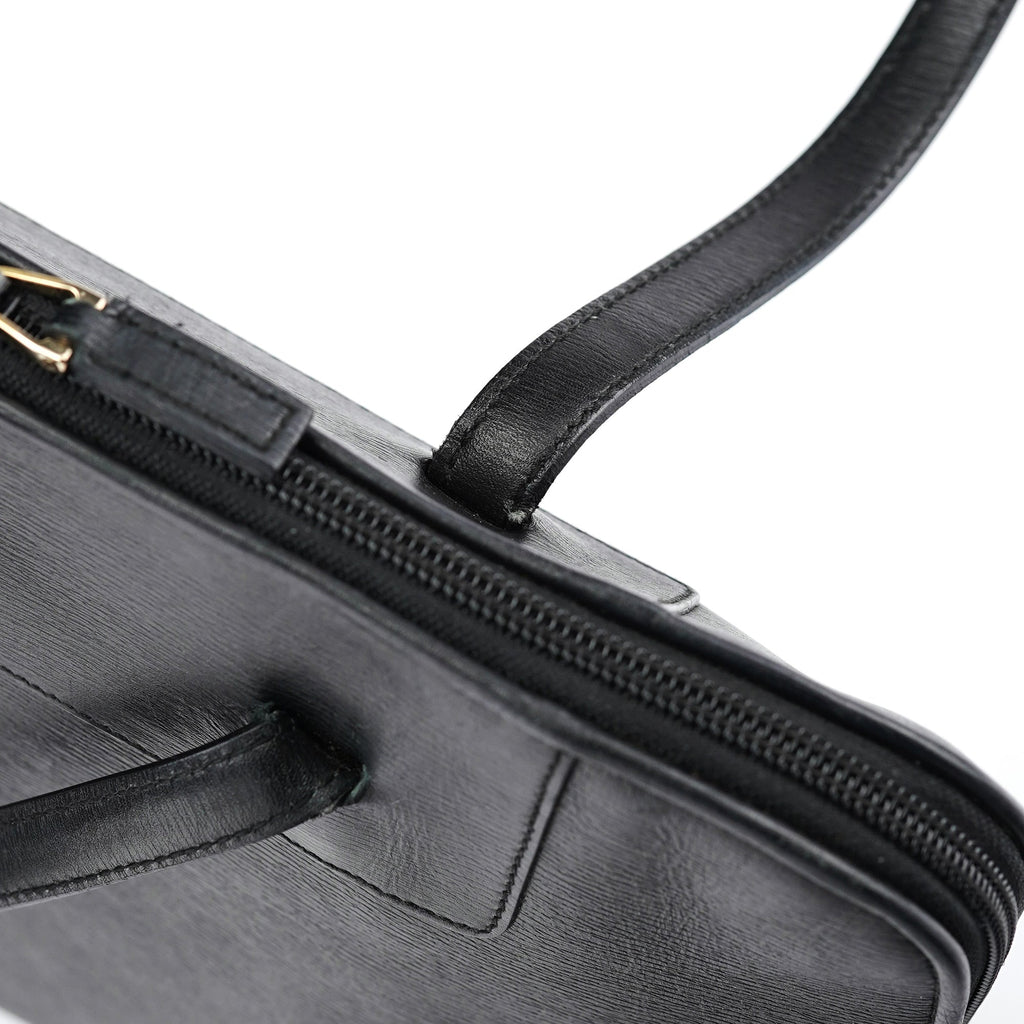 002 1122 Black Leather Tote Bag