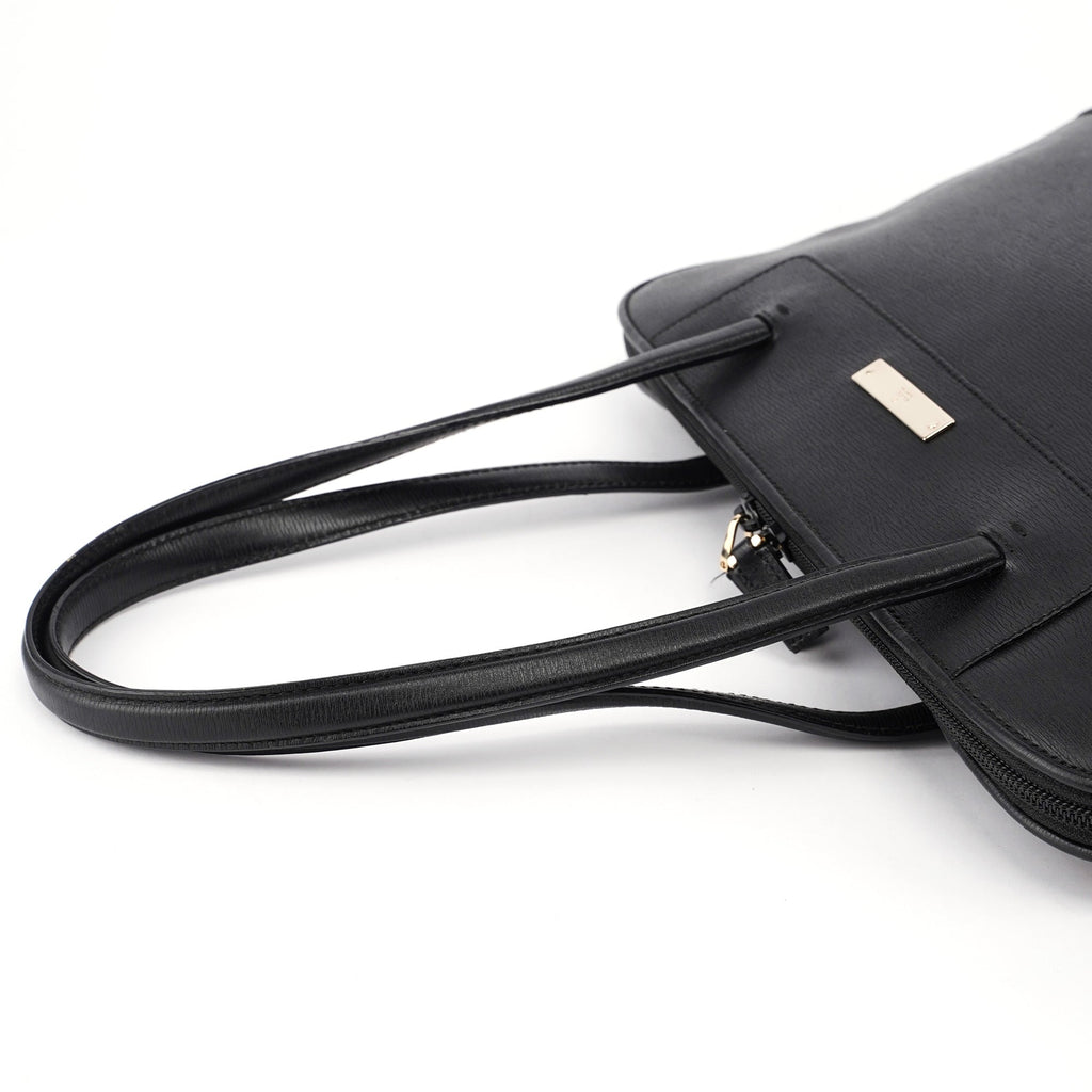002 1122 Black Leather Tote Bag