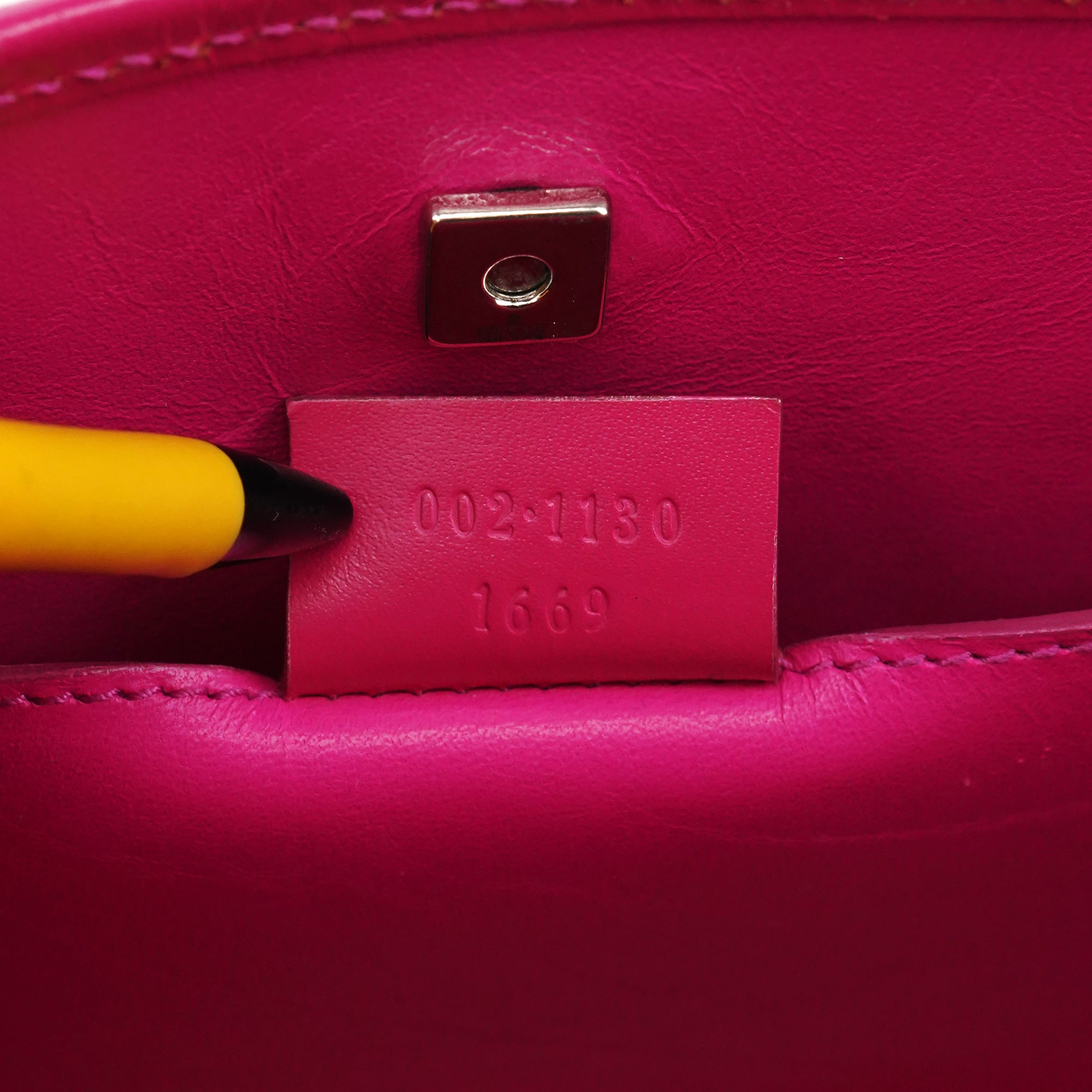002 1130 Pink Satin Leather Tote Bag