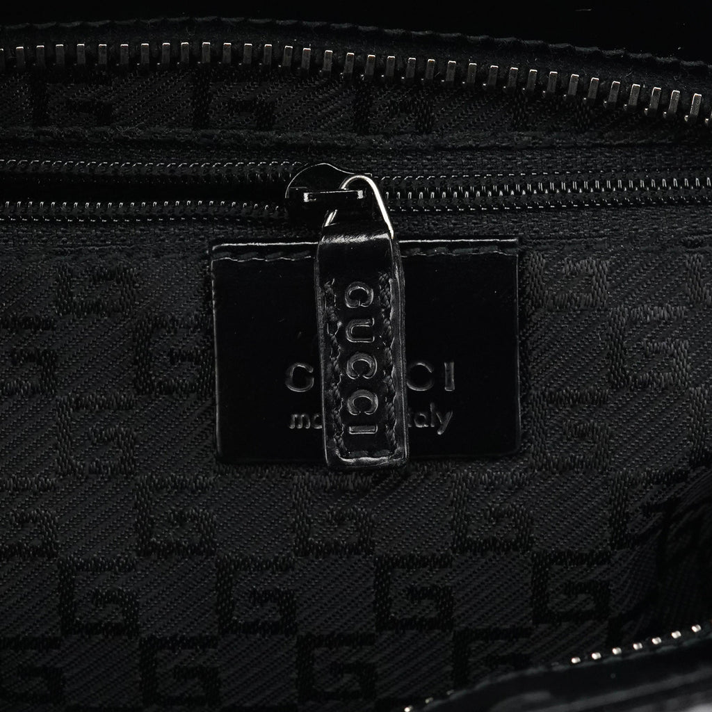 002 1132 Black Patent Leather Jackie Tote Bag