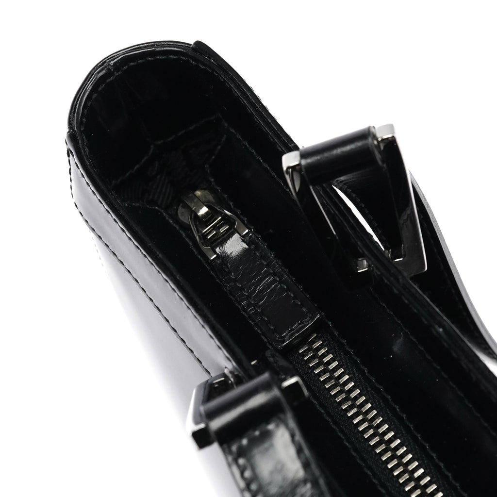 002 1132 Black Patent Leather Jackie Tote Bag