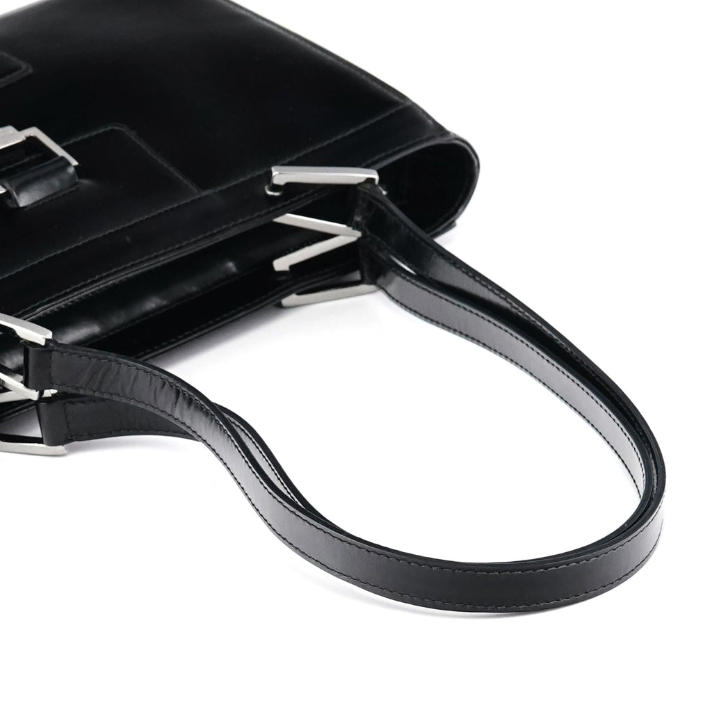 002 1132 Black Patent Leather Jackie Tote Bag