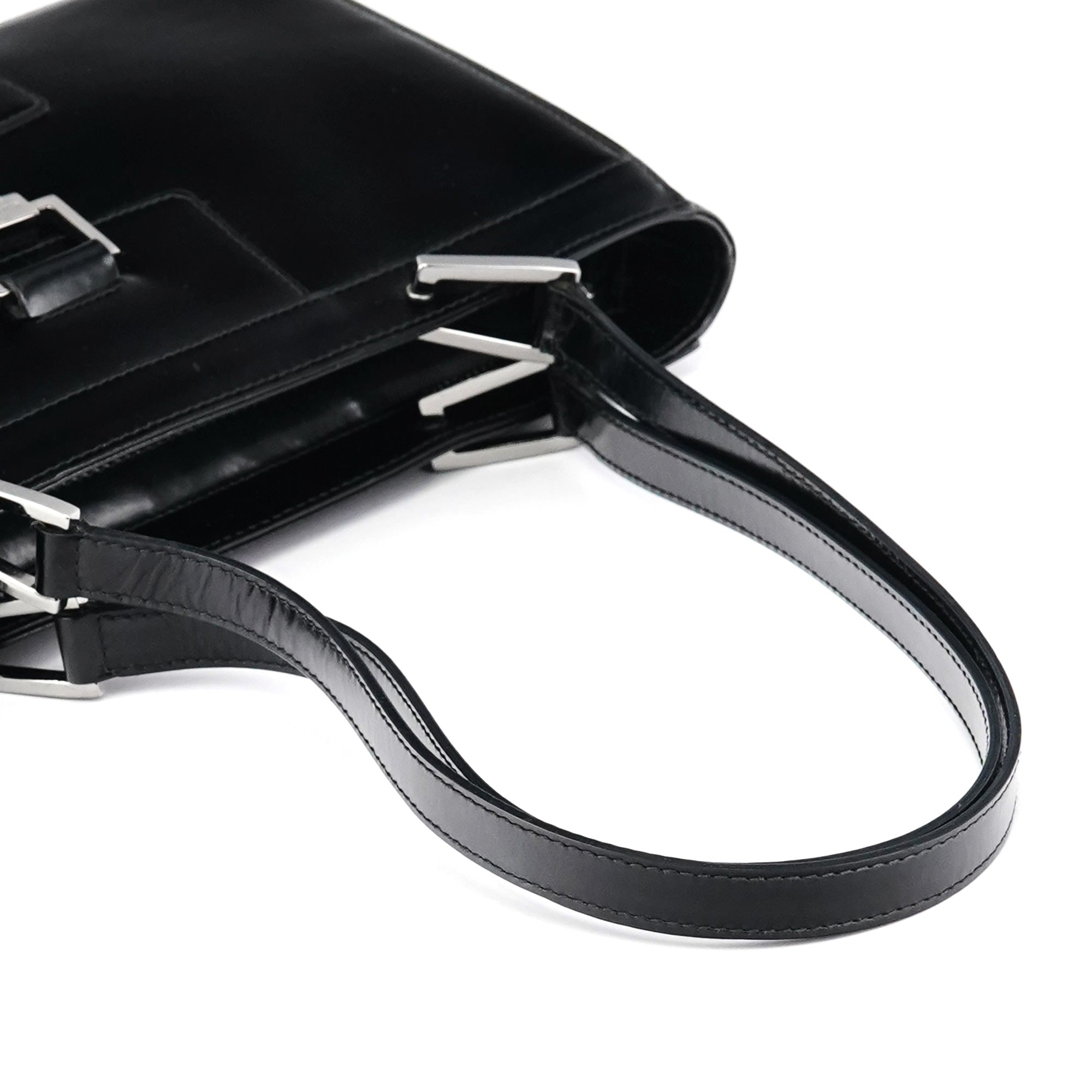 002 1132 Black Patent Leather Jackie Tote Bag