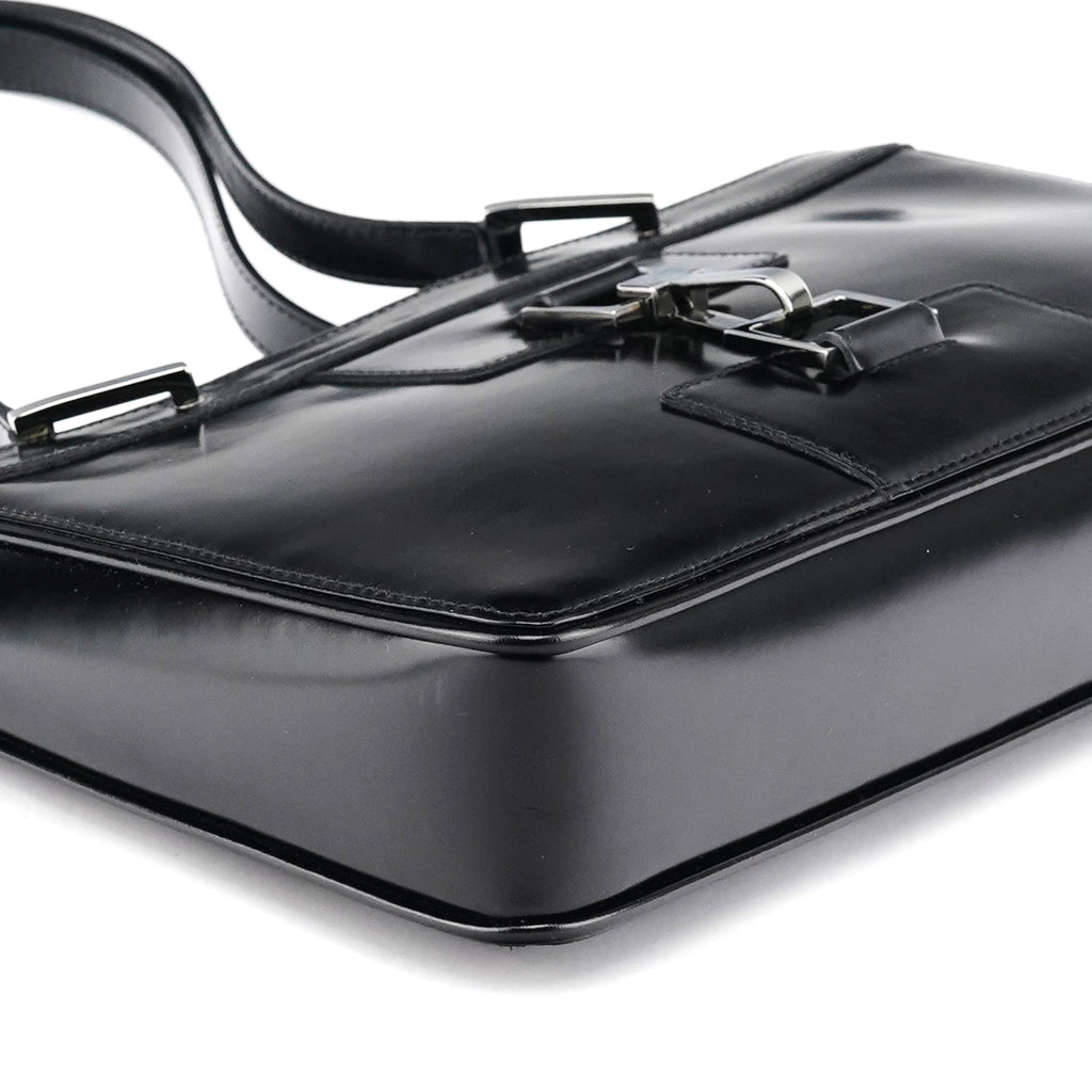002 1132 Black Patent Leather Jackie Tote Bag