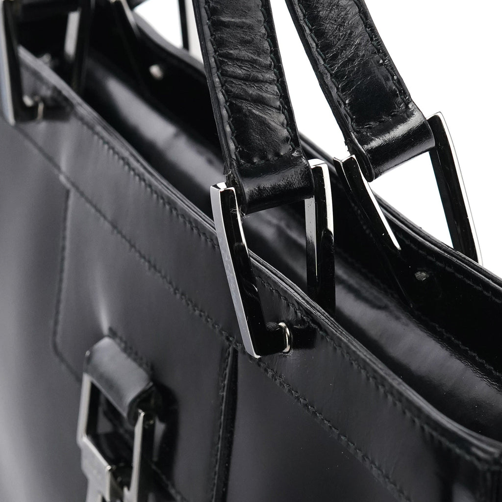 002 1132 Black Patent Leather Jackie Tote Bag