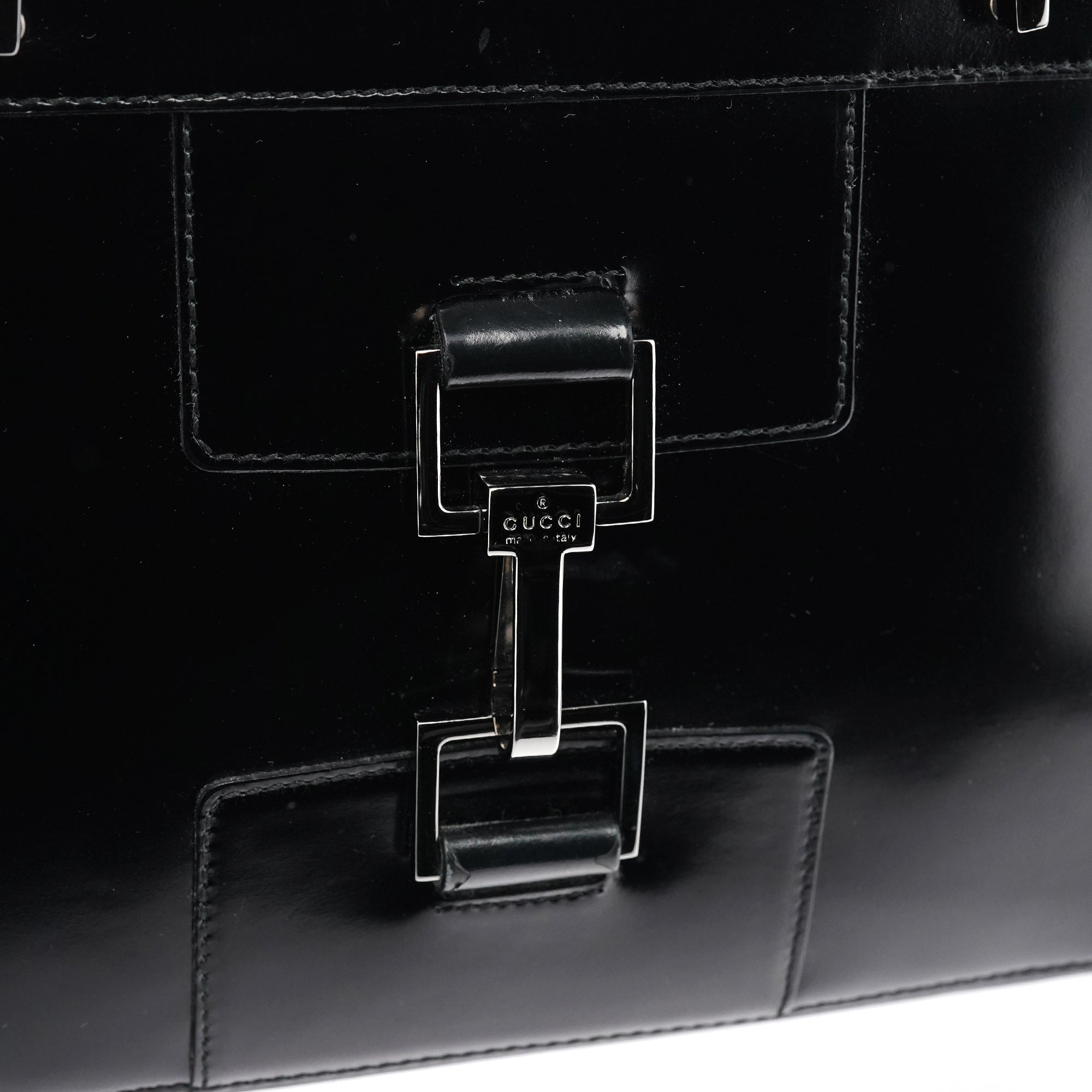 002 1132 Black Patent Leather Jackie Tote Bag