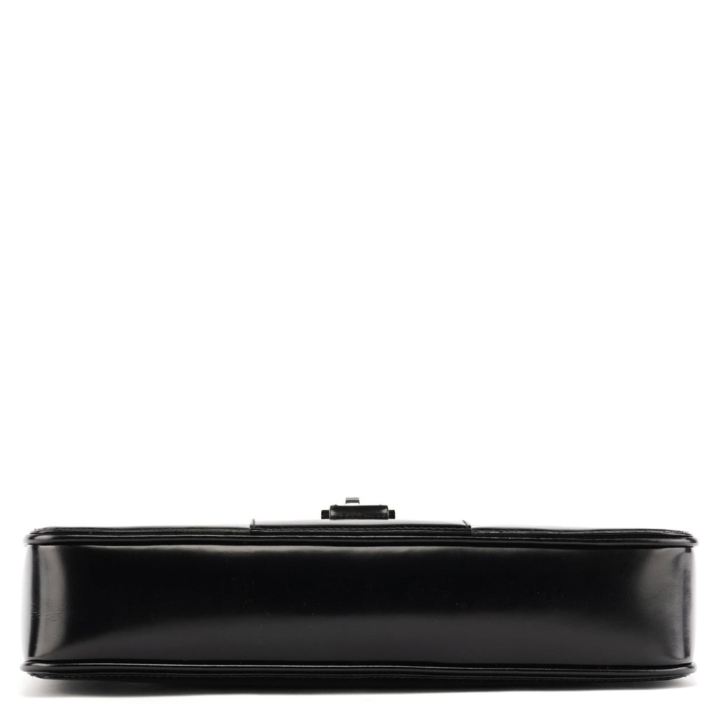 002 1132 Black Patent Leather Jackie Tote Bag