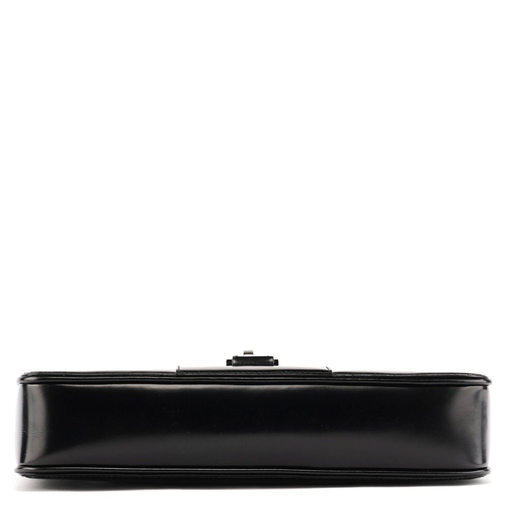 002 1132 Black Patent Leather Jackie Tote Bag