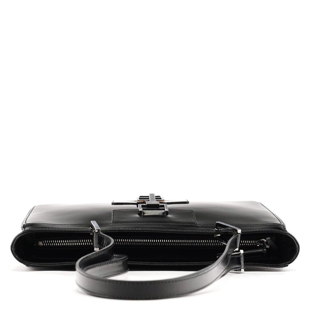 002 1132 Black Patent Leather Jackie Tote Bag