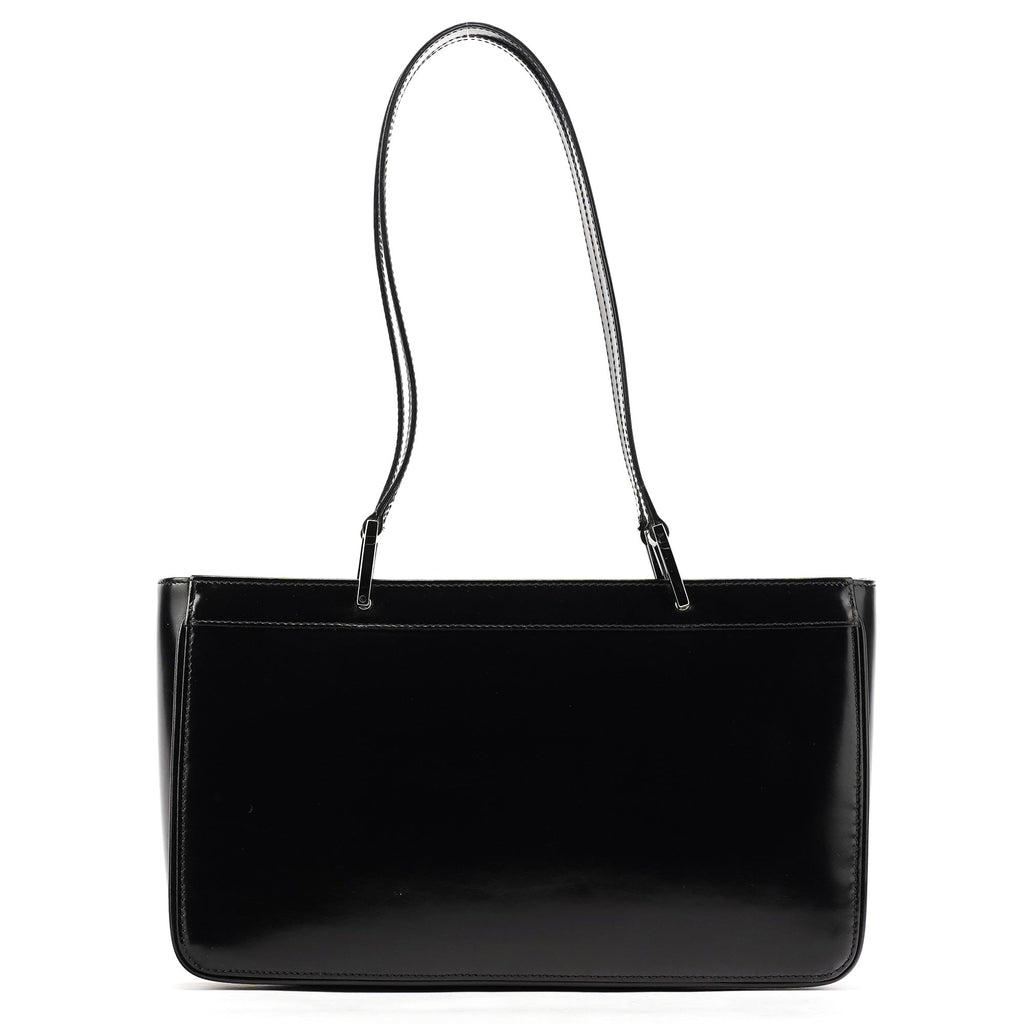 002 1132 Black Patent Leather Jackie Tote Bag