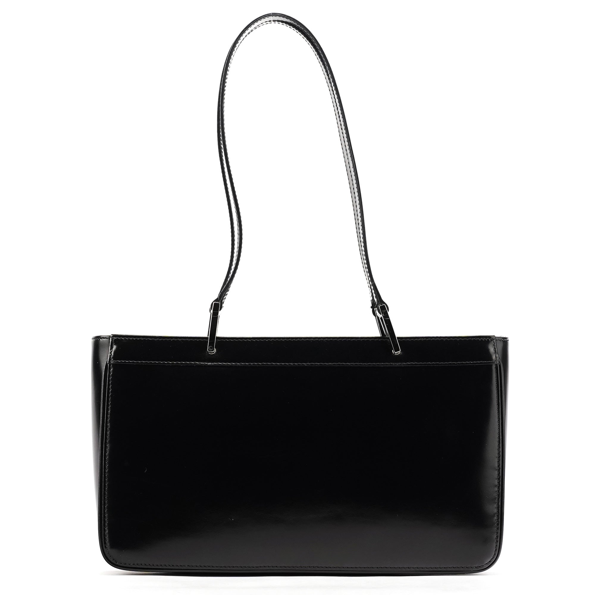 002 1132 Black Patent Leather Jackie Tote Bag