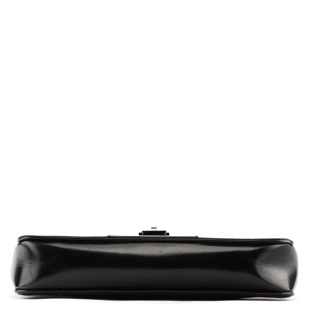 002 1132 Black Patent Leather Jackie Tote Bag