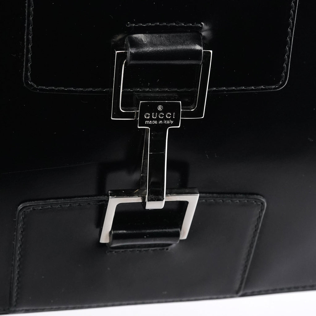 002 1132 Black Patent Leather Jackie Tote Bag