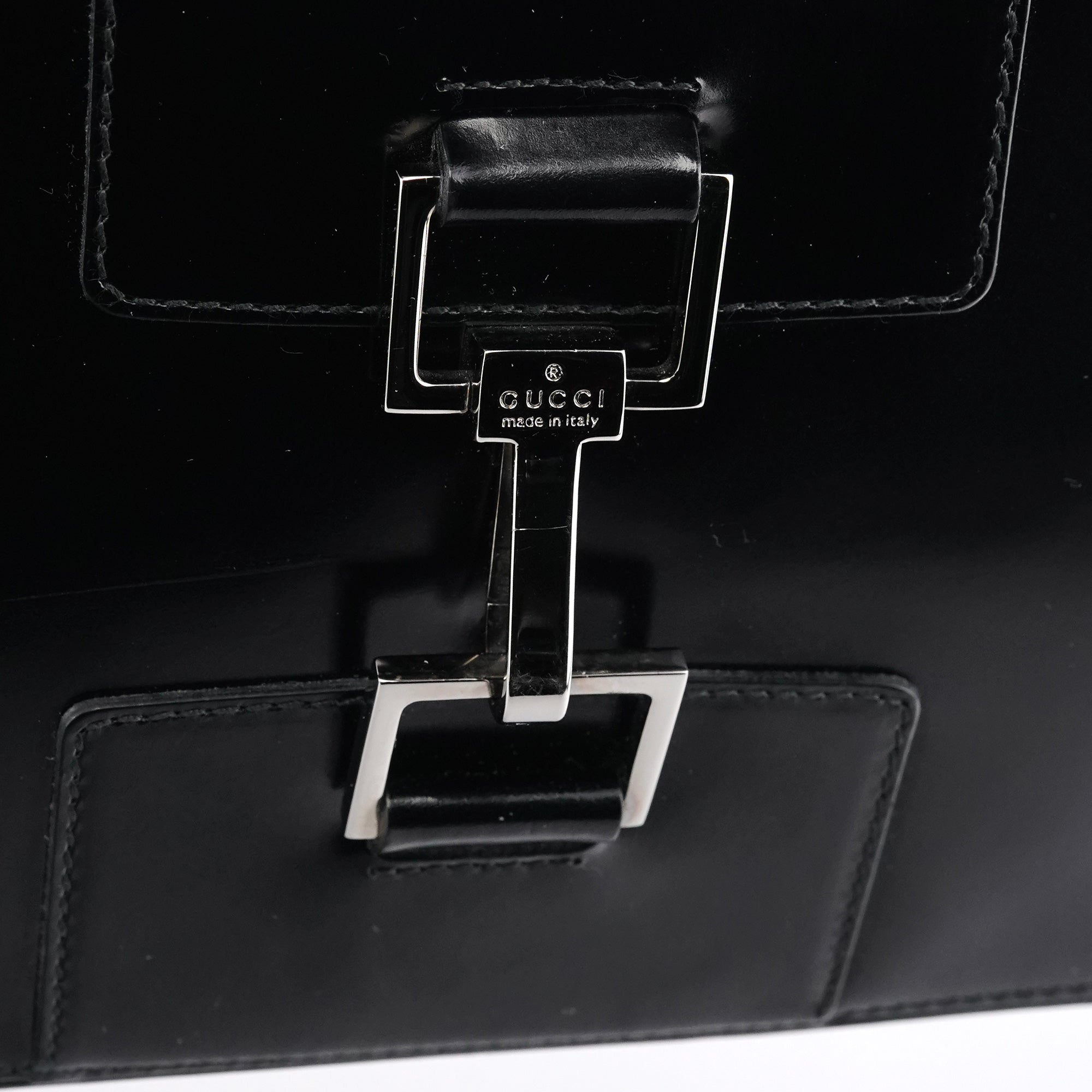 002 1132 Black Patent Leather Jackie Tote Bag