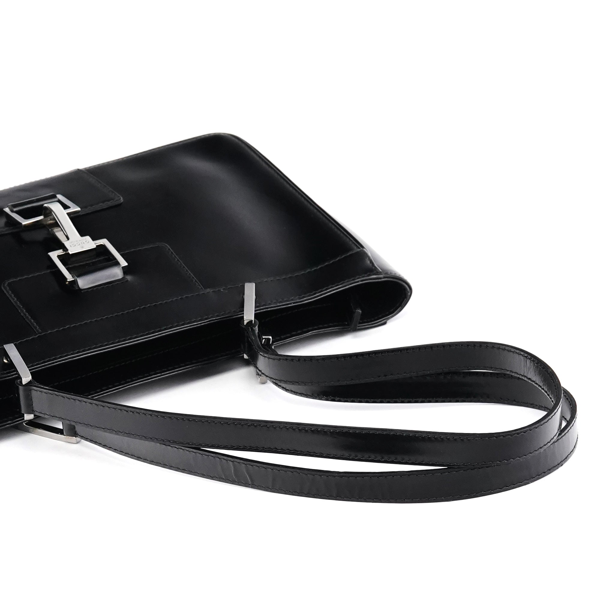 002 1132 Black Patent Leather Jackie Tote Bag
