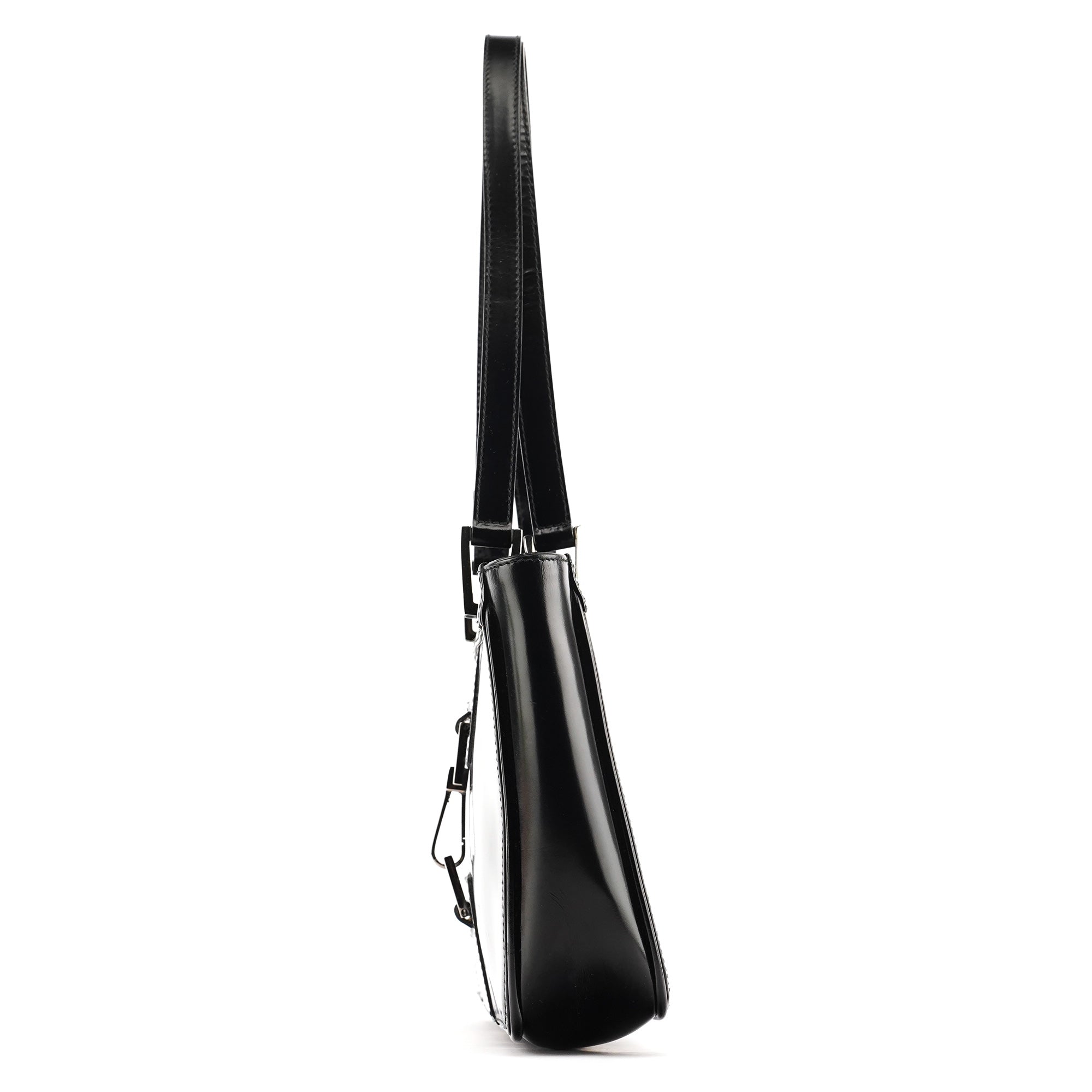 002 1132 Black Patent Leather Jackie Tote Bag