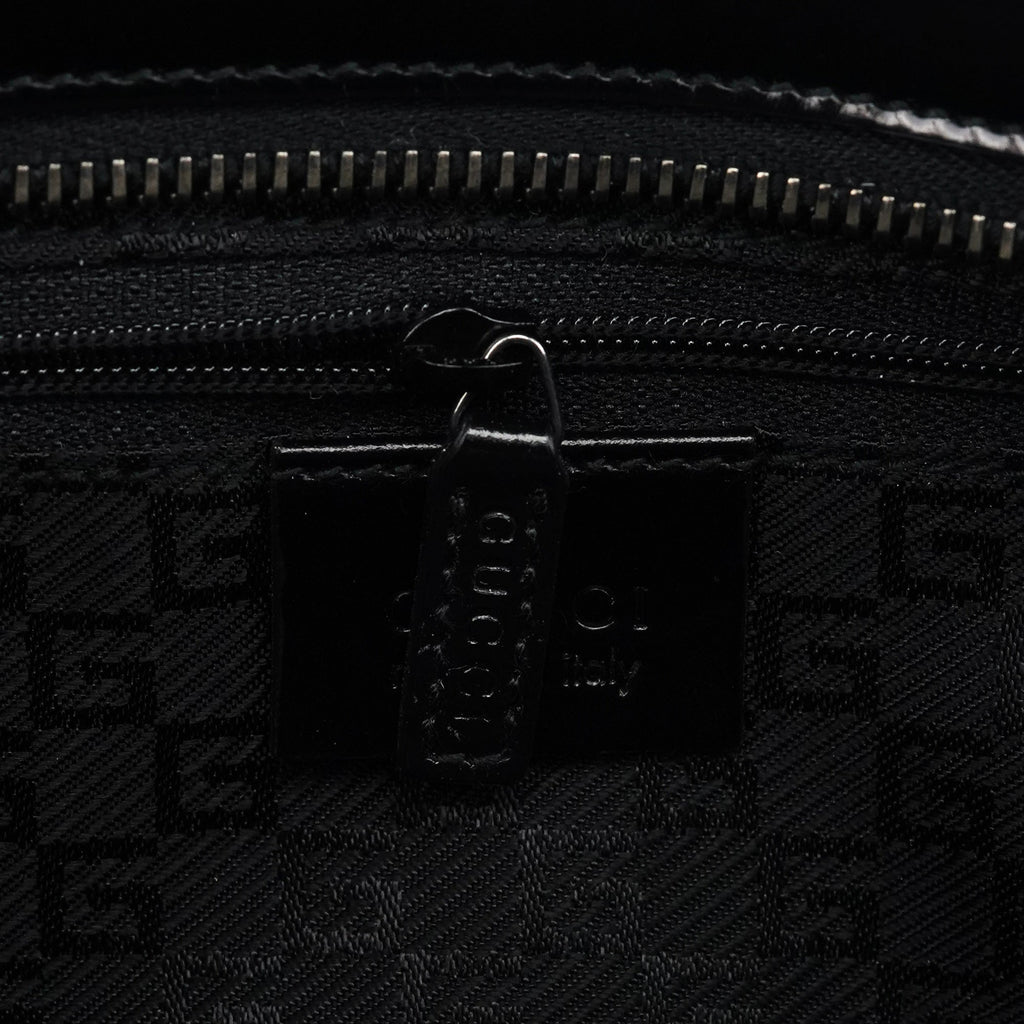 002 1133 Black Patent Leather Jackie Tote Bag
