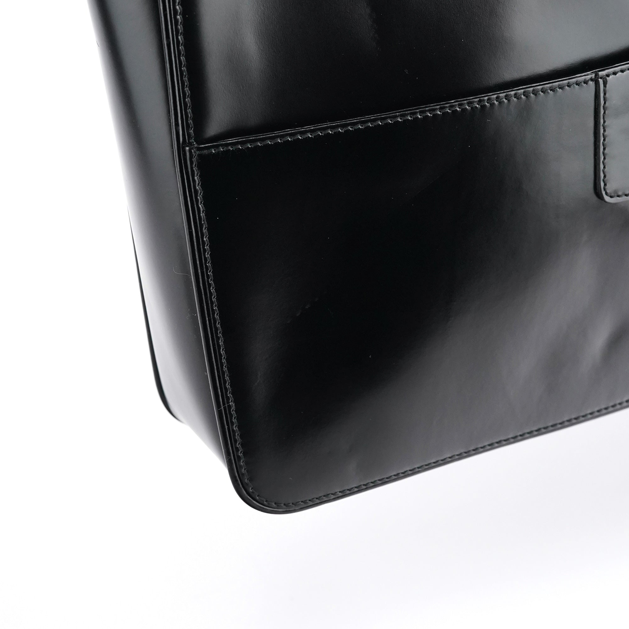 002 1133 Black Patent Leather Jackie Tote Bag