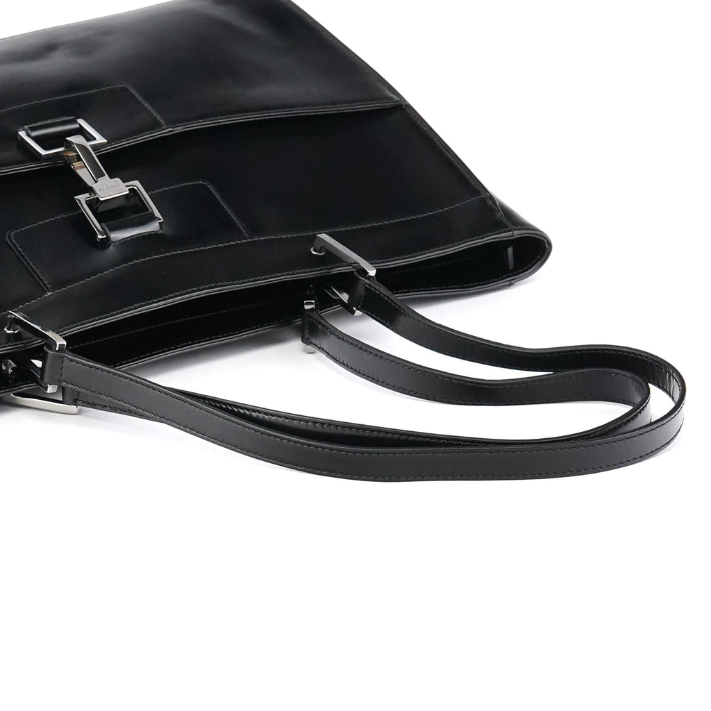 002 1133 Black Patent Leather Jackie Tote Bag