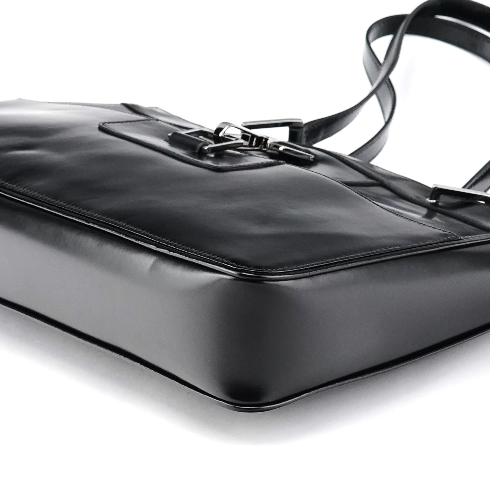 002 1133 Black Patent Leather Jackie Tote Bag