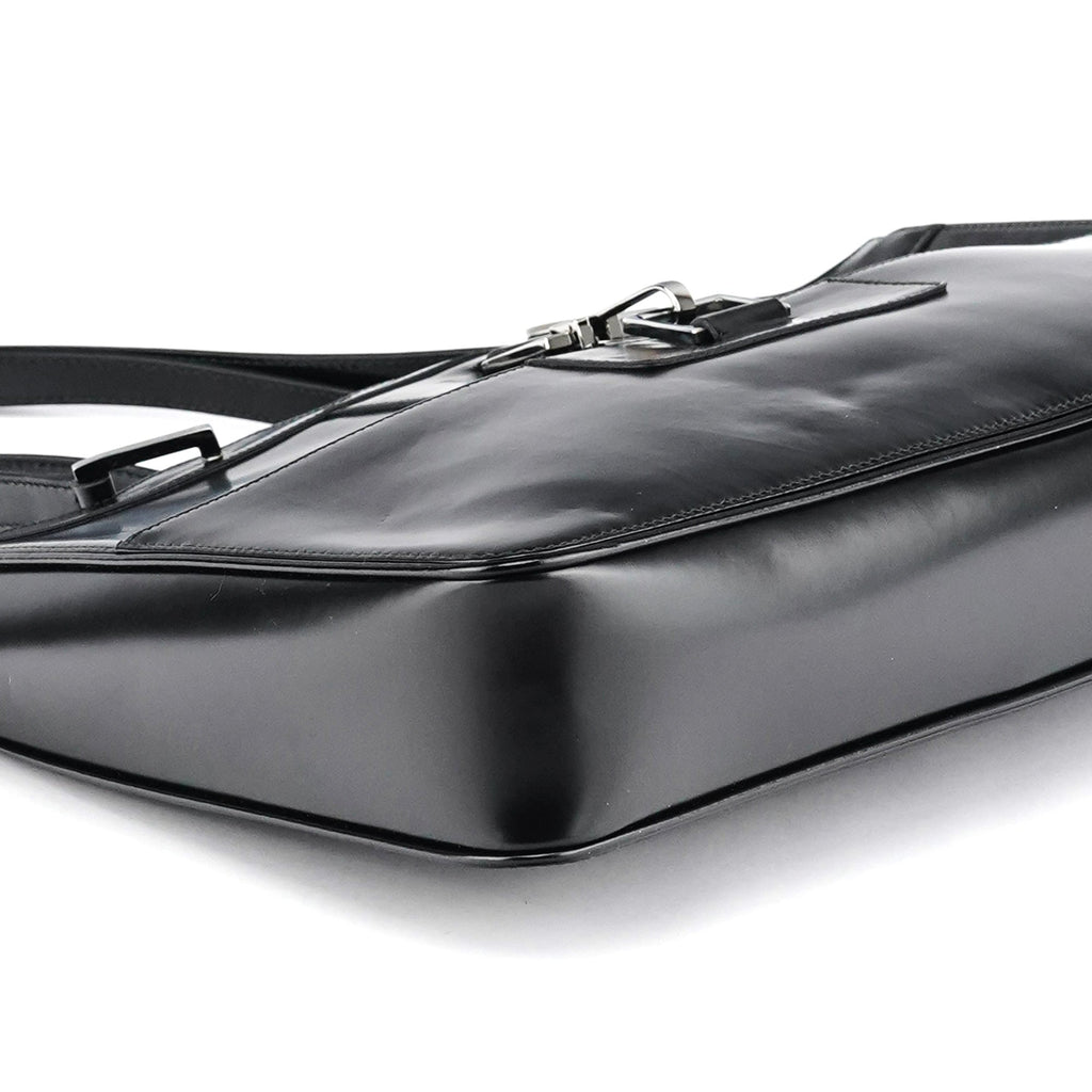 002 1133 Black Patent Leather Jackie Tote Bag