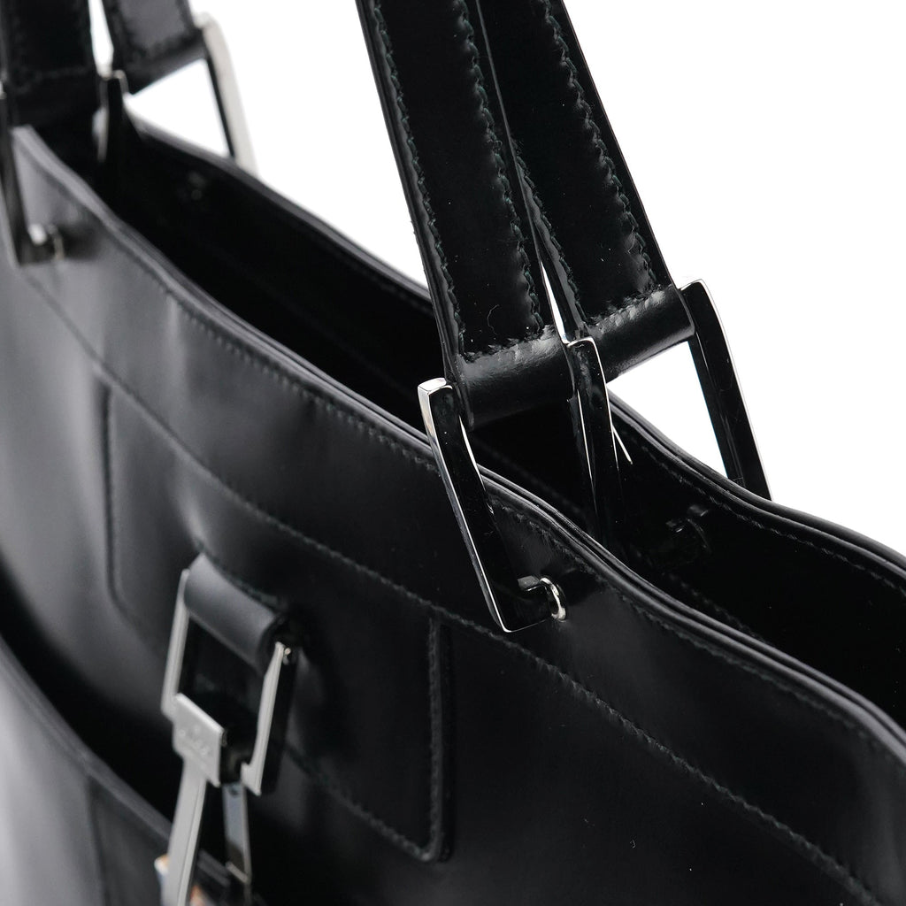 002 1133 Black Patent Leather Jackie Tote Bag