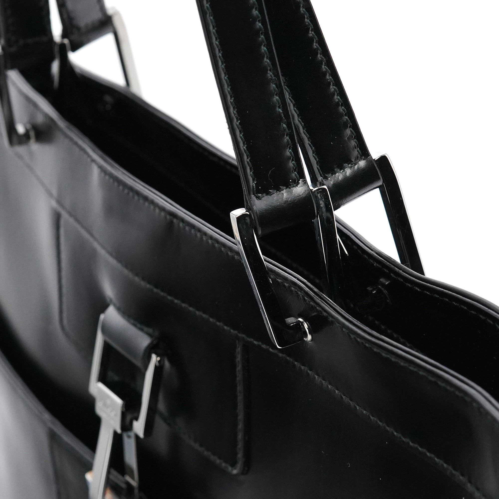 002 1133 Black Patent Leather Jackie Tote Bag