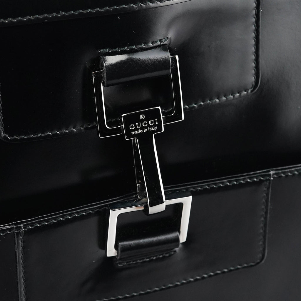 002 1133 Black Patent Leather Jackie Tote Bag
