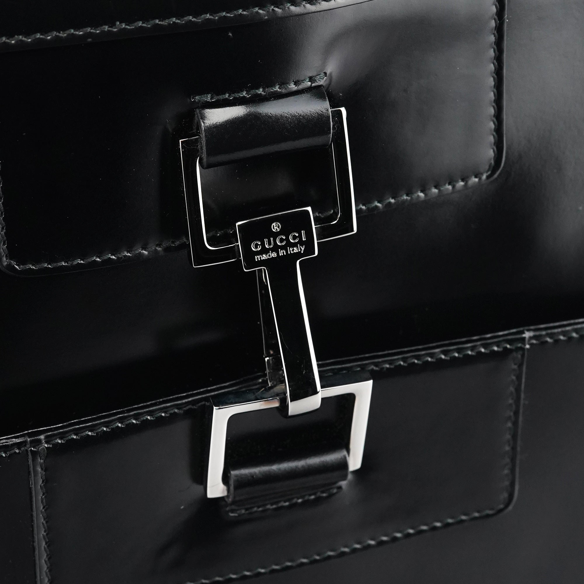002 1133 Black Patent Leather Jackie Tote Bag