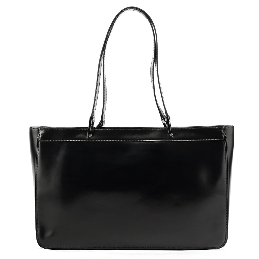 002 1133 Black Patent Leather Jackie Tote Bag