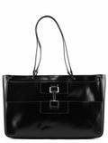 002 1133 Black Patent Leather Jackie Tote Bag