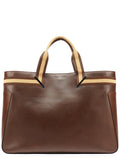 002 1134 Brown Calfskin Leather Tote Bag