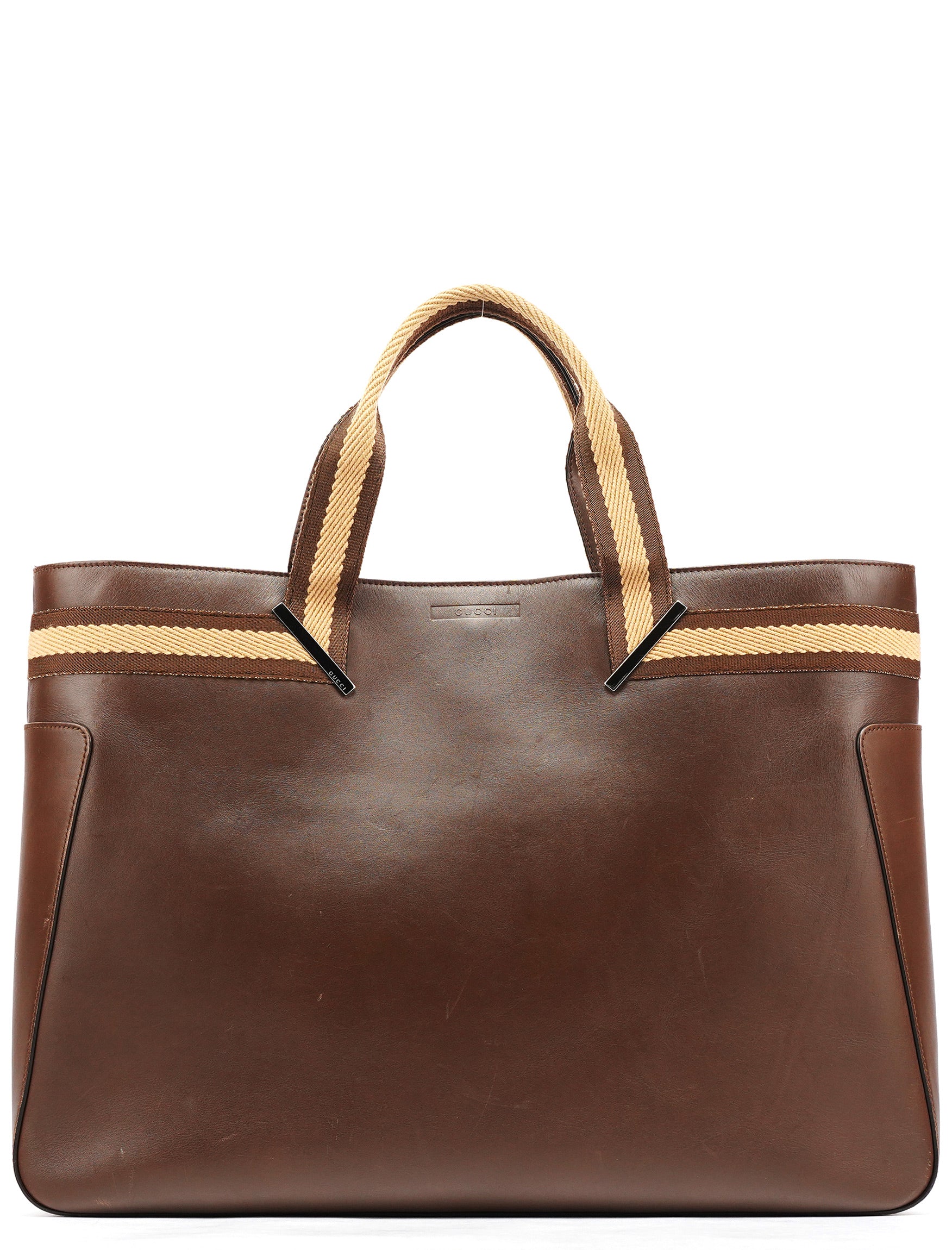 002 1134 Brown Calfskin Leather Tote Bag