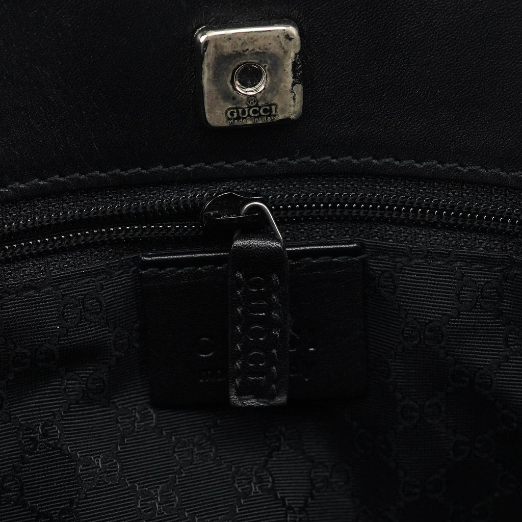 002 1135 Black Calfskin Leather Tote Bag