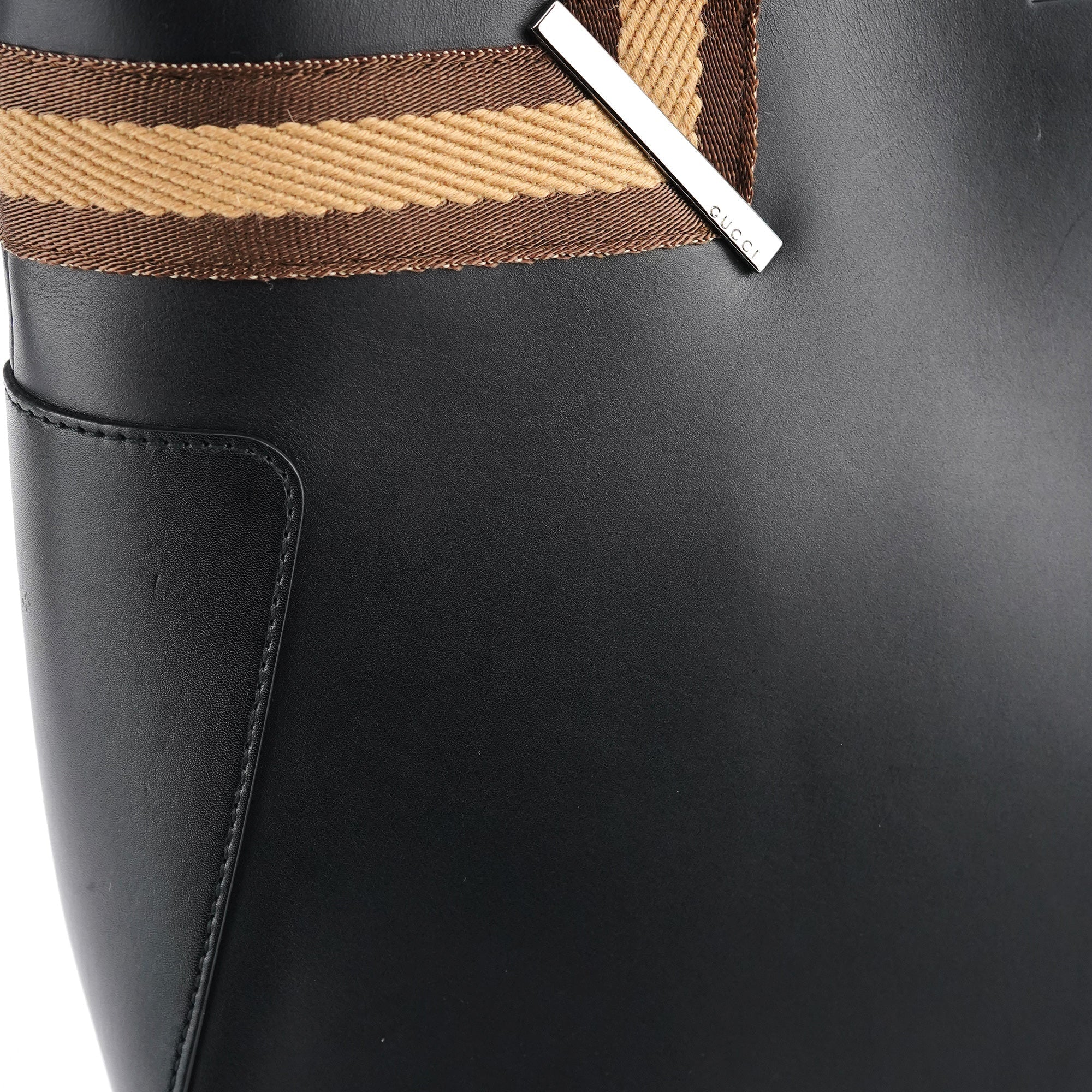 002 1135 Black Calfskin Leather Tote Bag