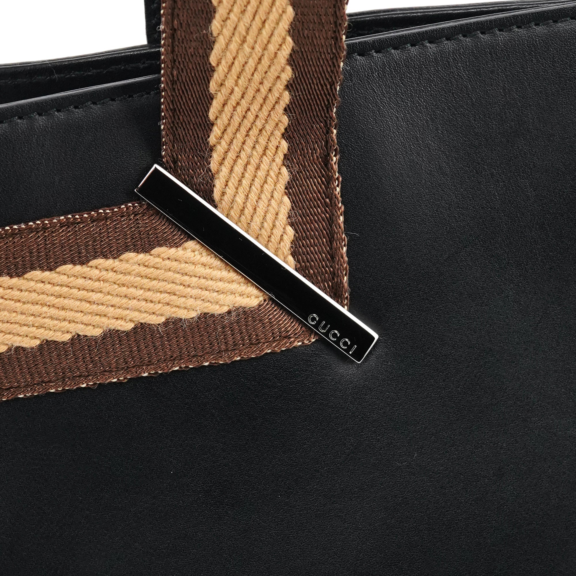 002 1135 Black Calfskin Leather Tote Bag