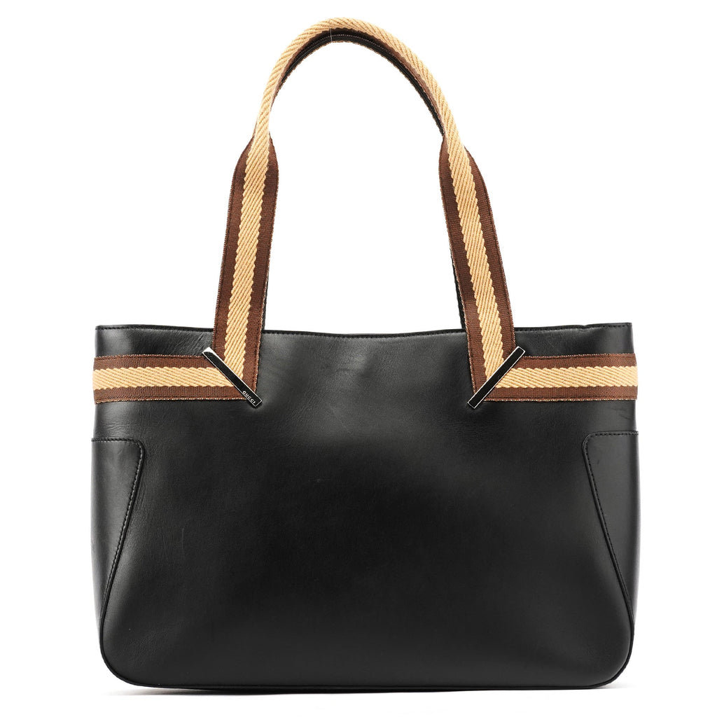 002 1135 Black Calfskin Leather Tote Bag
