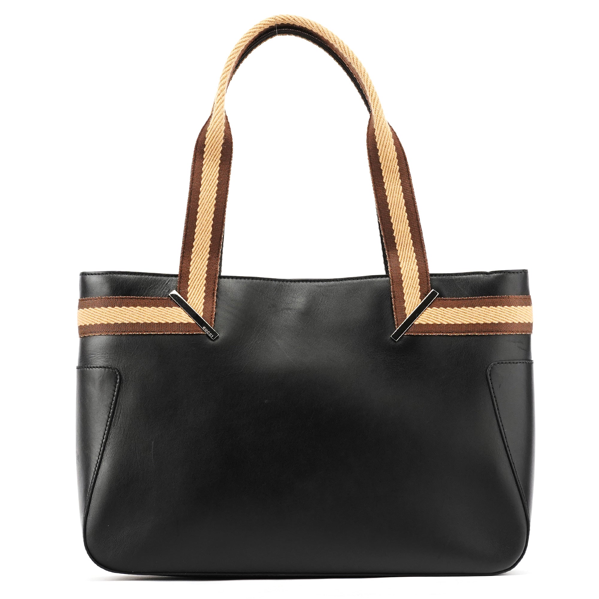 002 1135 Black Calfskin Leather Tote Bag
