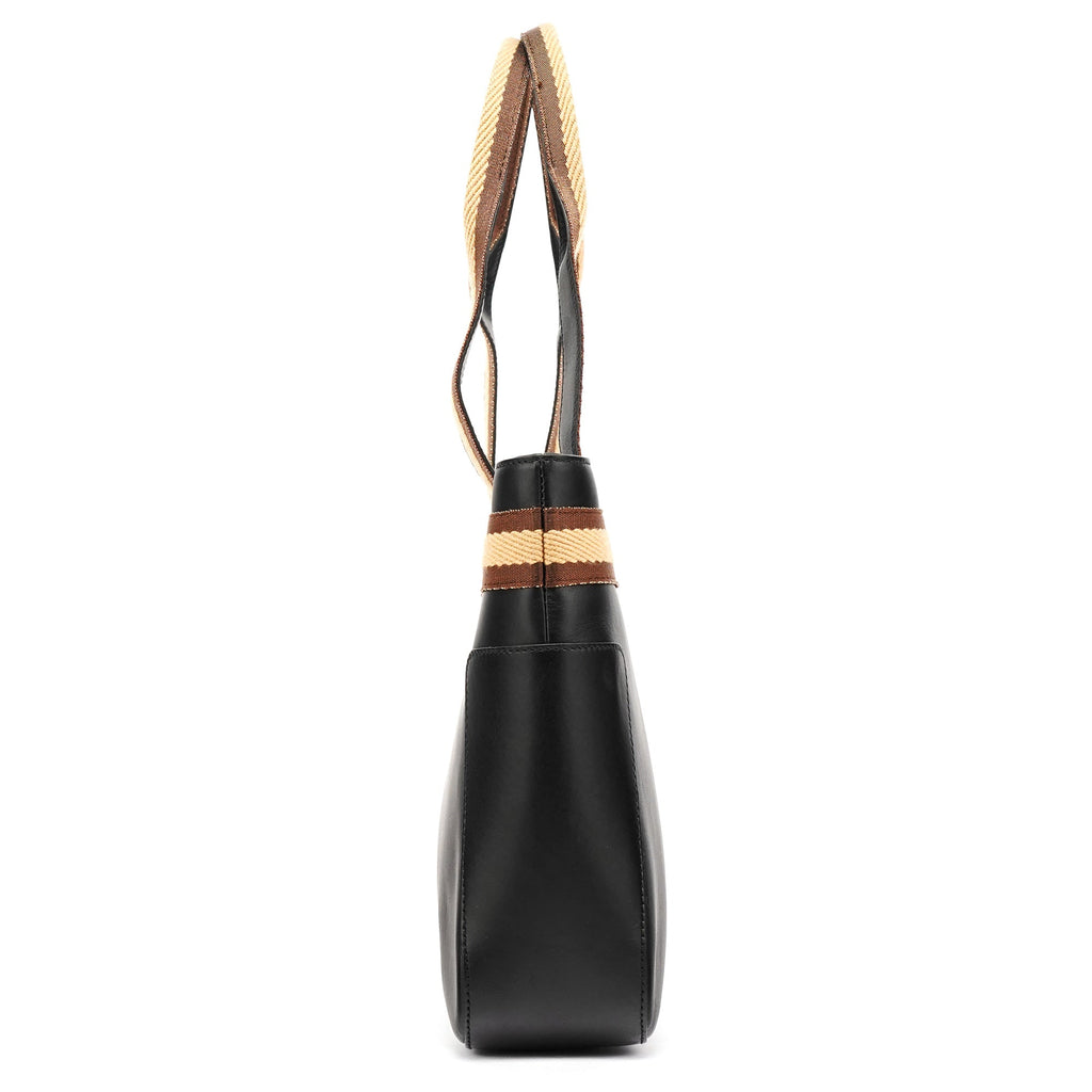 002 1135 Black Calfskin Leather Tote Bag