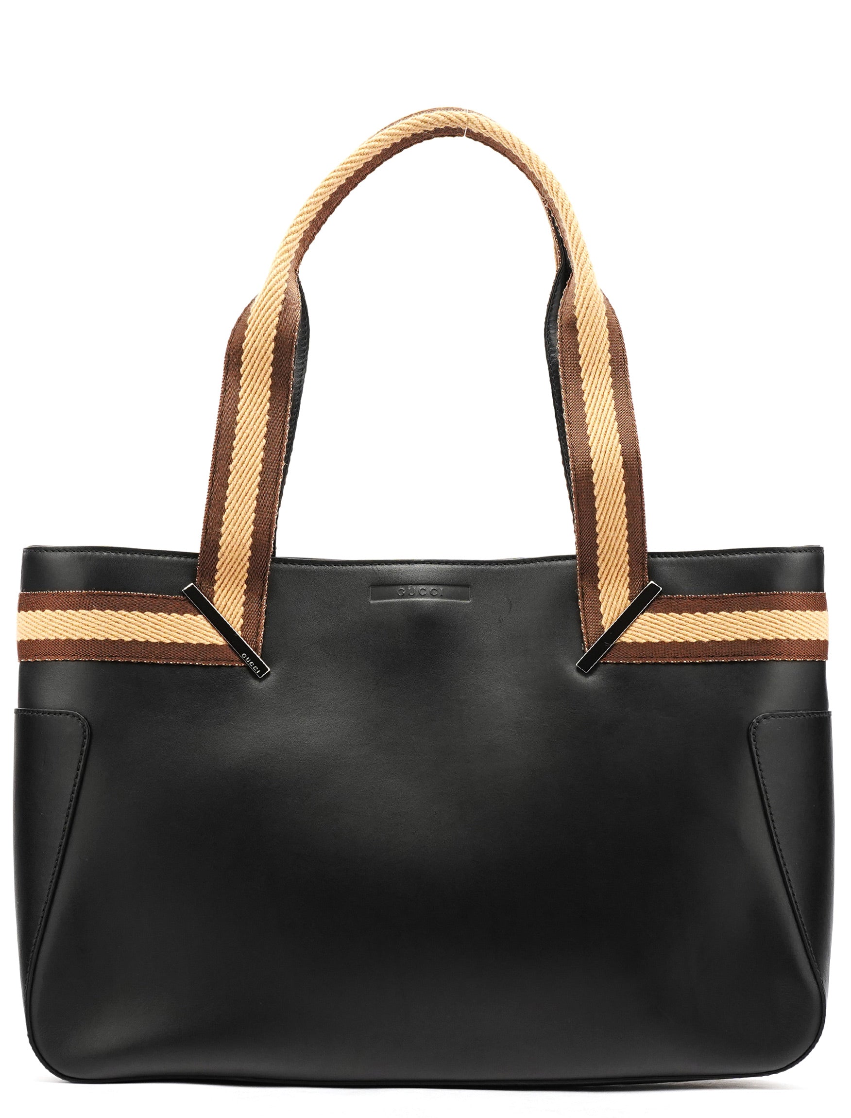 002 1135 Black Calfskin Leather Tote Bag