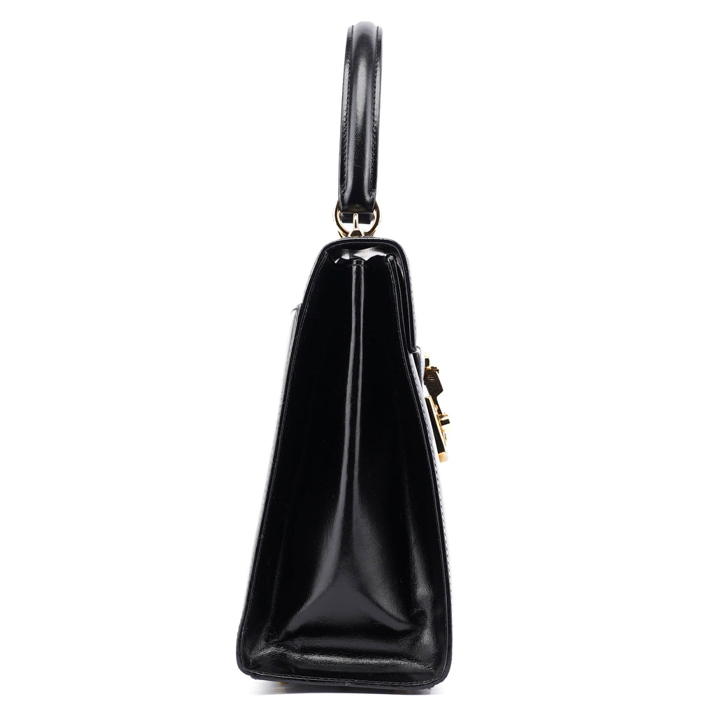 002 2026 Black Leather Lady Lock Bag