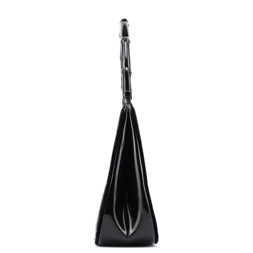 005 0776 Black Patent Leather Bamboo Shoulder Bag