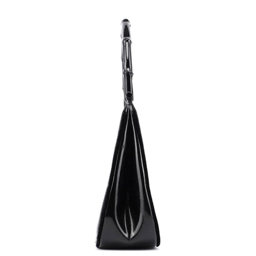 005 0776 Black Patent Leather Bamboo Shoulder Bag