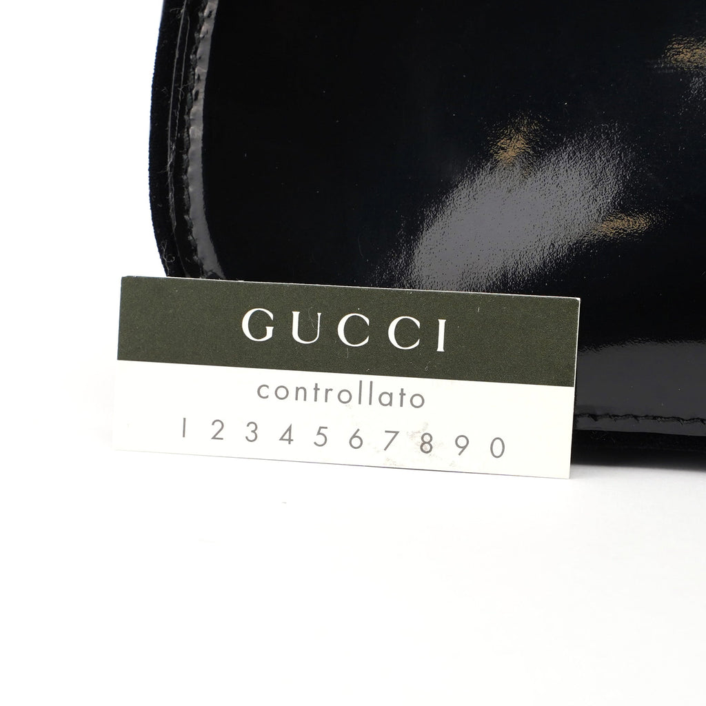 005 0776 Black Patent Leather Bamboo Shoulder Bag
