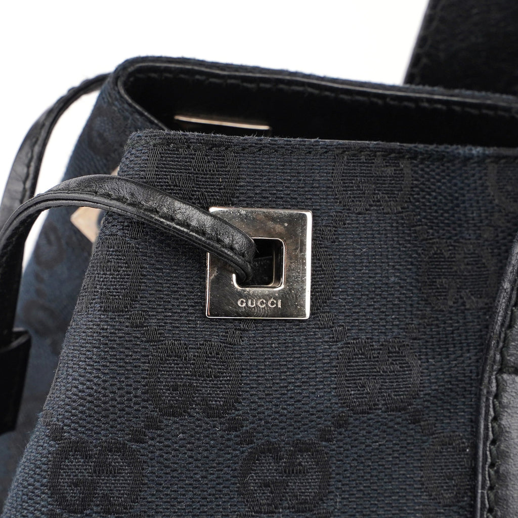 019 0498 Black GG Drawstring Tote Bag