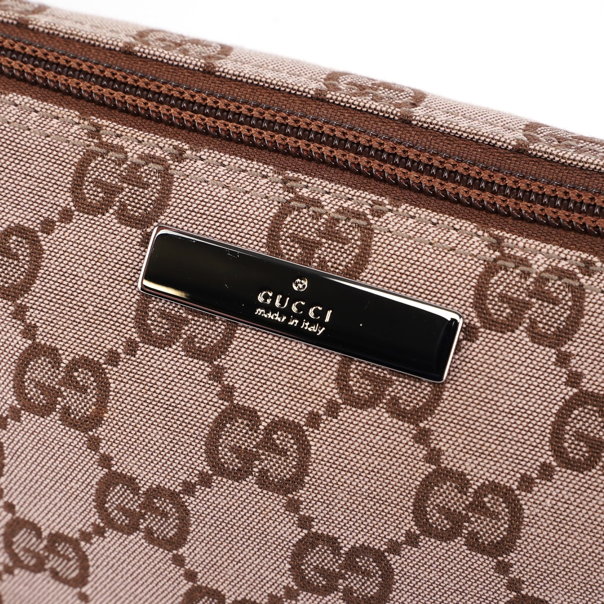 0391103 Beige Brown GG Boat Pochette