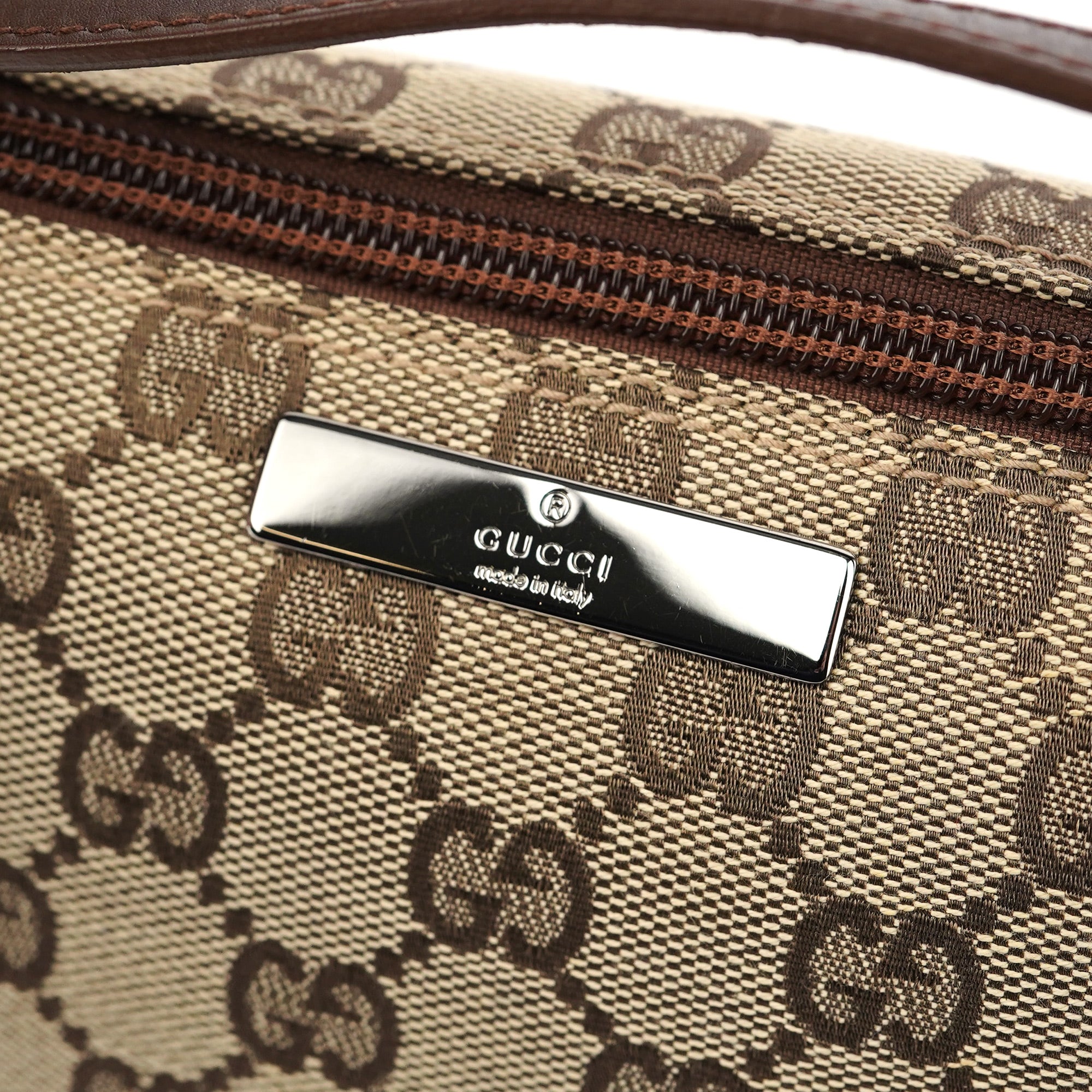 07198 Beige Brown GG Boat Pochette